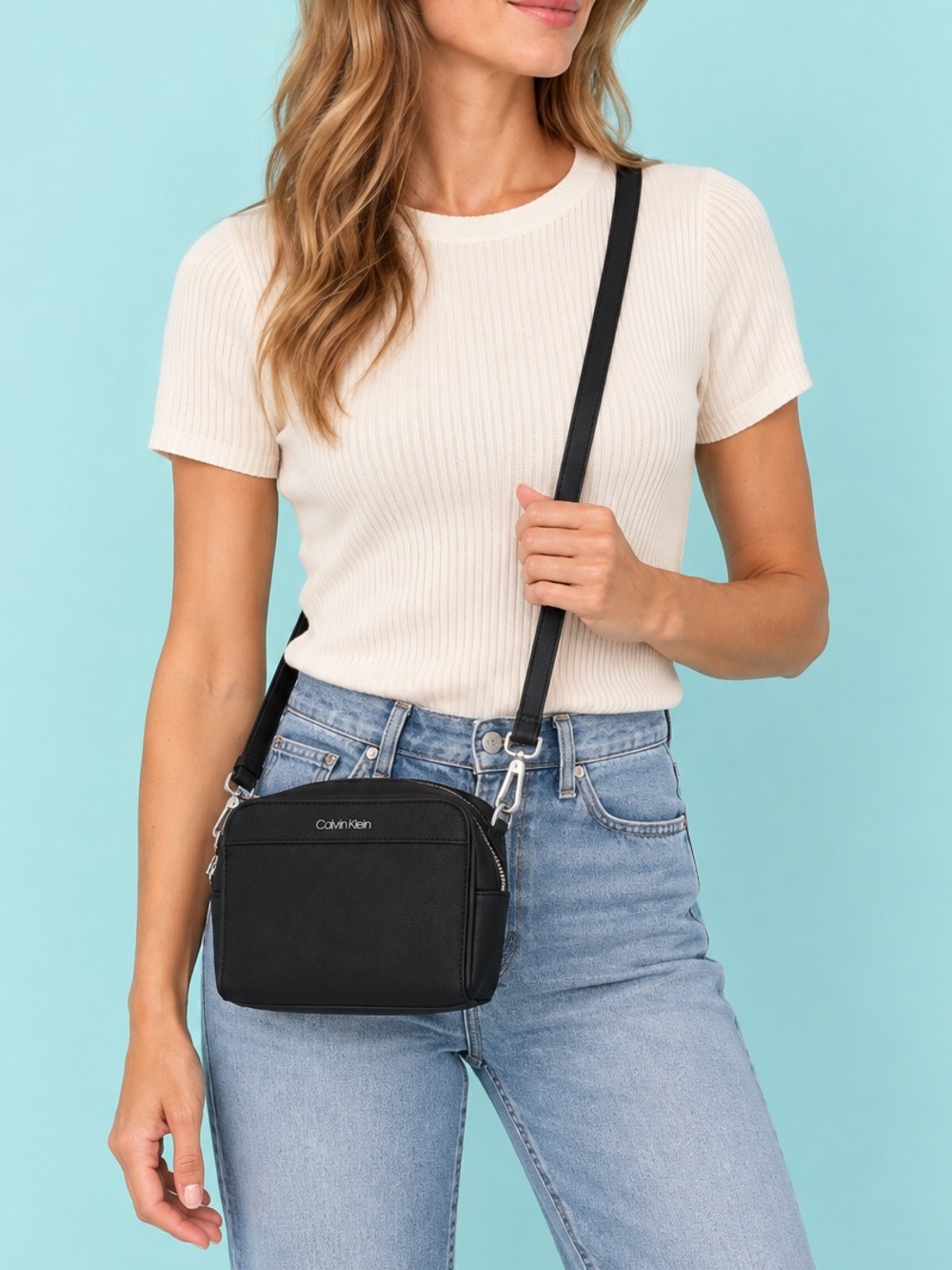Calvin Klein Black Convertible Crossbody Belt Bag Shoulder Purse